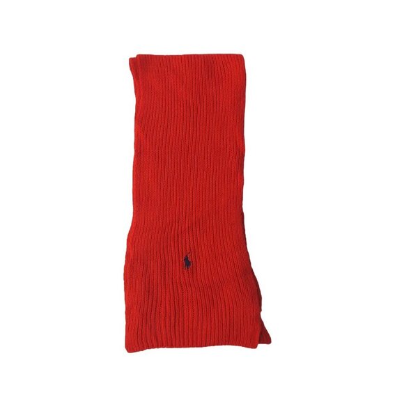 Polo Ralph Lauren Accessories - POLO Ralph Lauren 80s Vintage Red Knit Scarf Black Embroidered Polo Logo Scarves